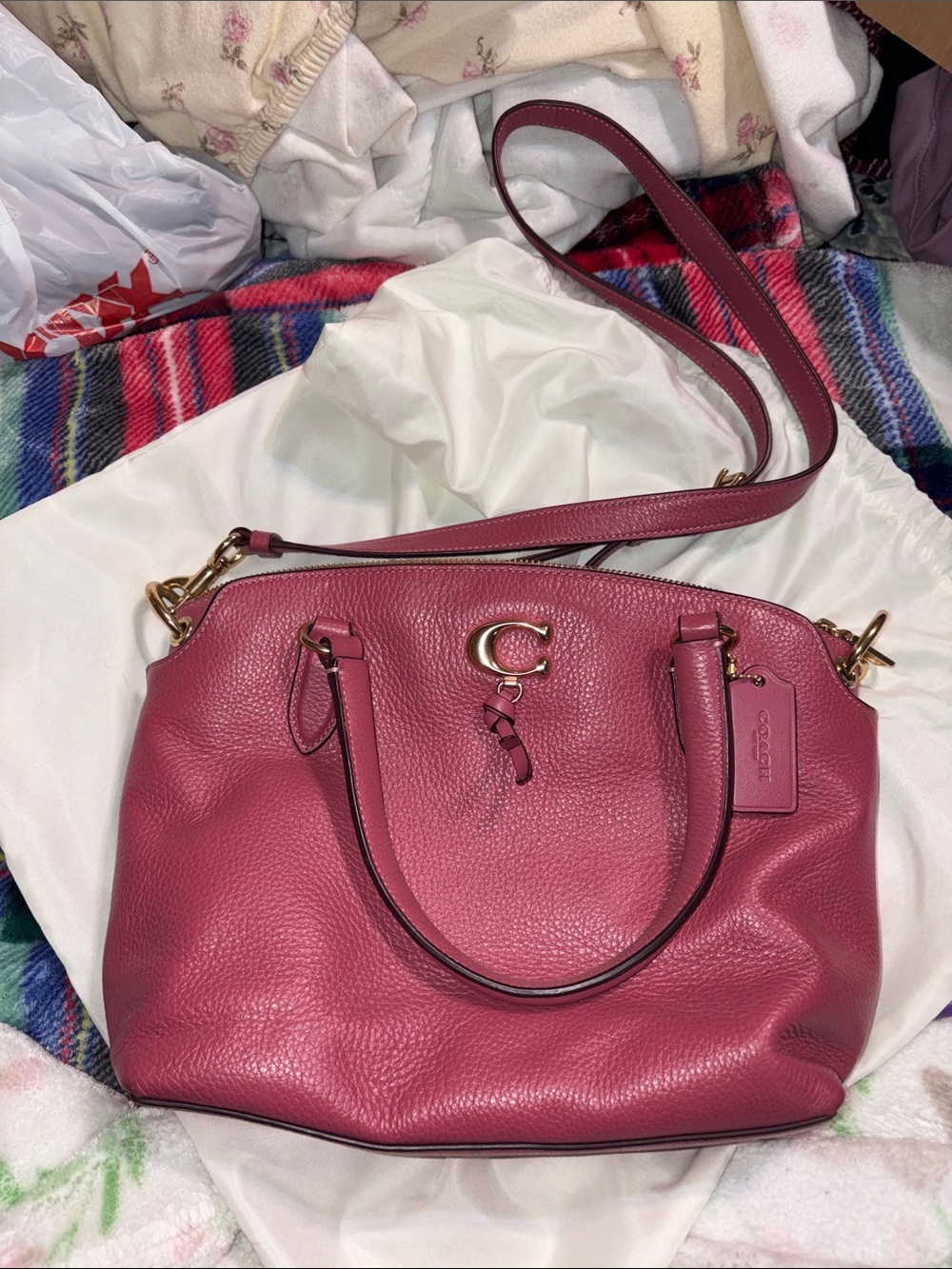Coach Pebbled Remi Sat in Rogue Leather Shoulder Satchel